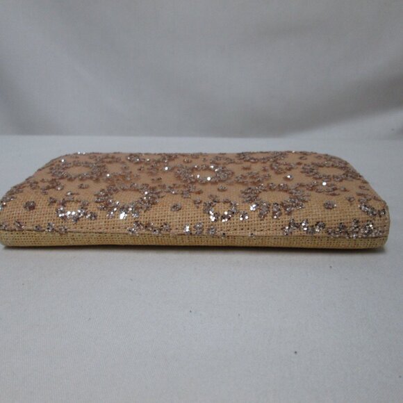 Deux Lux gold Glitter Raffia zip around Wallet Organizer change & card pockets - Picture 5 of 12